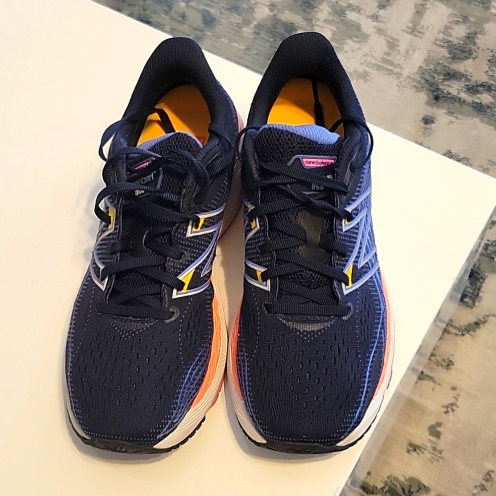 New Balance Blue and Orange Athletic Shoes Modern Design